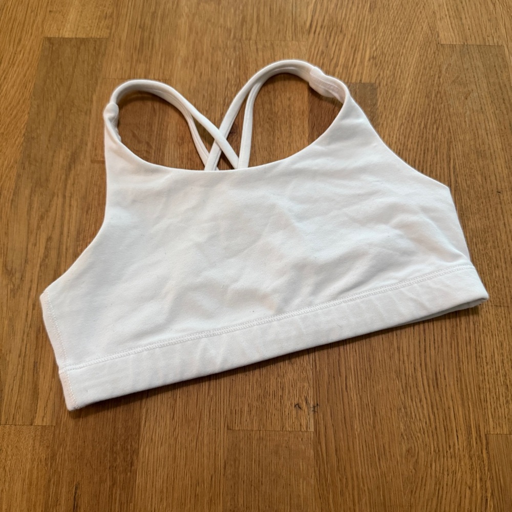 Athleta Girl MEDIUM 8-10 White Upbeat 2.0 Strappy Back Unlined Sports Bra